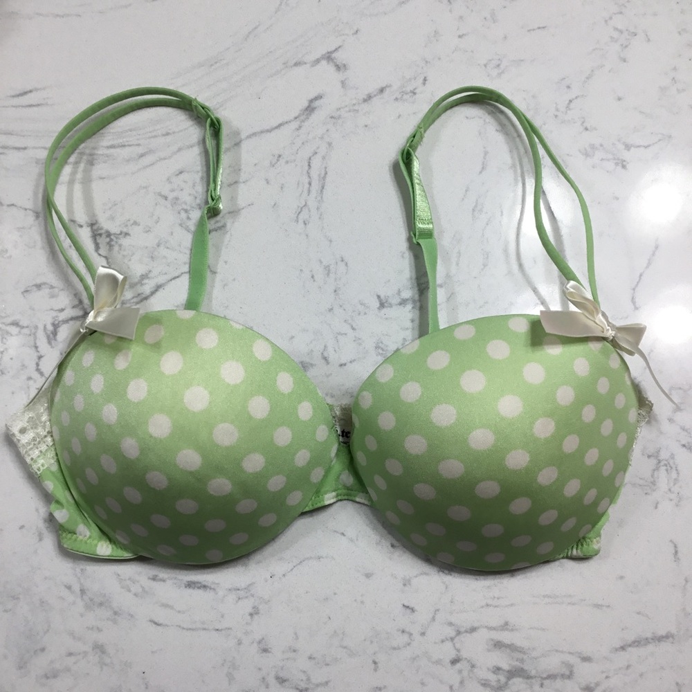 B. Tempt’d By Wacoal Polka Dotted Push Up Bra Lime Green 32C